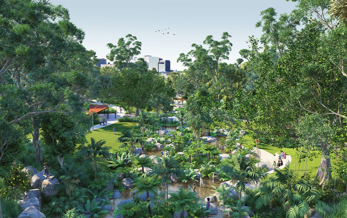 a render of a water play area